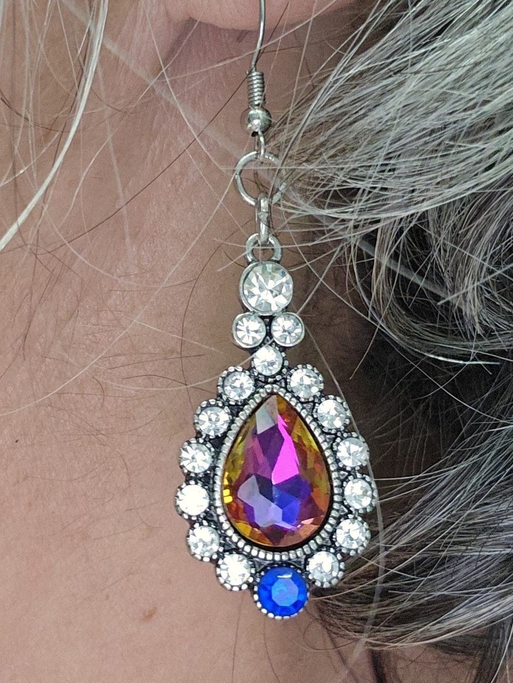 Multicolor Teardrop Crystal Drop Earrings - Brand Unspecified